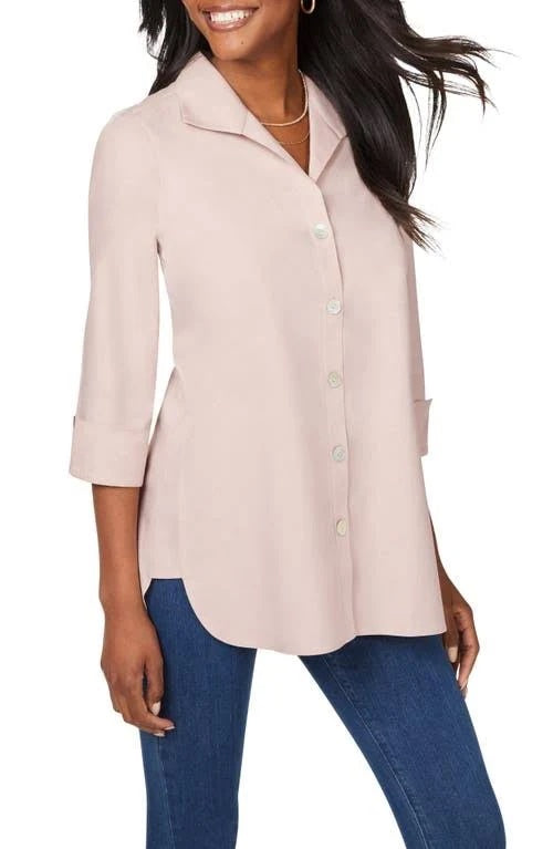 Foxcroft Pandora Essential Pinpoint Non-Iron Tunic available at Mildred Hoit in Palm Beach.