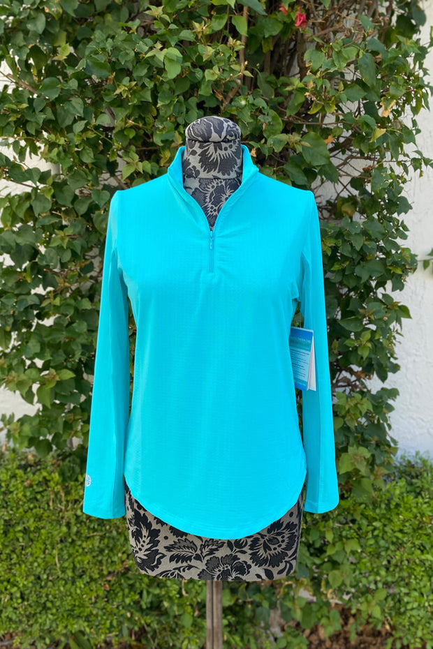G Lifestyle Solid UPF 50+ Sport Shirt in Caribbean Turquoise available at Mildred Hoit in Palm Beach.