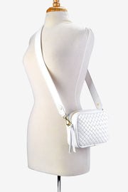 Woven Leather Crossbody available at Mildred Hoit.
