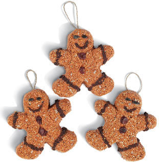 Gingerbread Men Bird Seed Ornaments - Set of 3