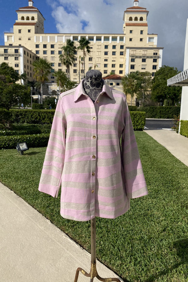 Jacquard Pink Zebra Blouse available at Mildred Hoit in Palm Beach.