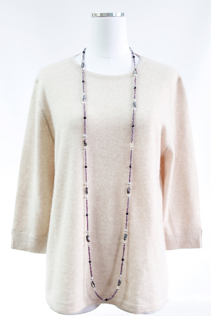 Grey Pearl and Lavender Necklace - Mildred Hoit