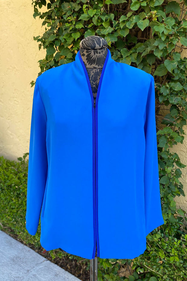 Emmelle Luxurious Crepe Jacket - Cobalt, Cerulean available at Mildred Hoit in Palm Beach.