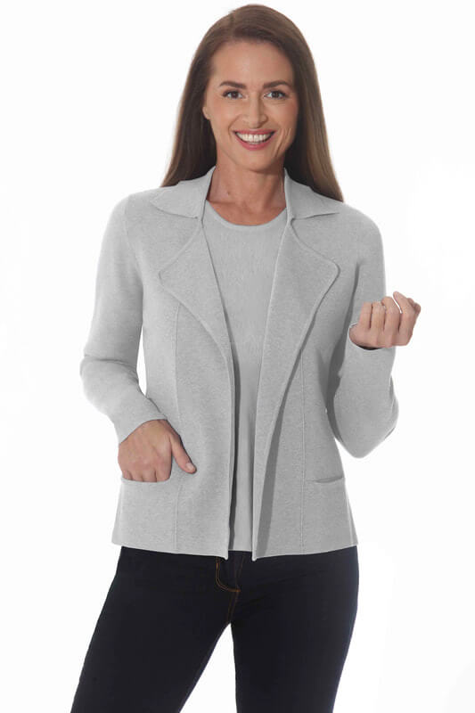 Knit Blazer in Grey Pearl available at Mildred Hoit in Palm Beach.