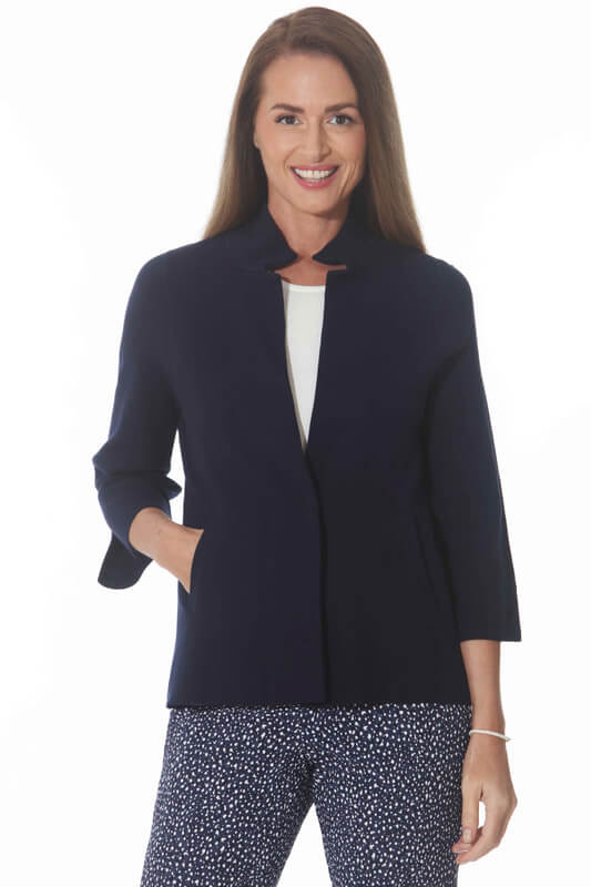 Knit Blazer in Navy available at Mildred Hoit in Palm Beach.