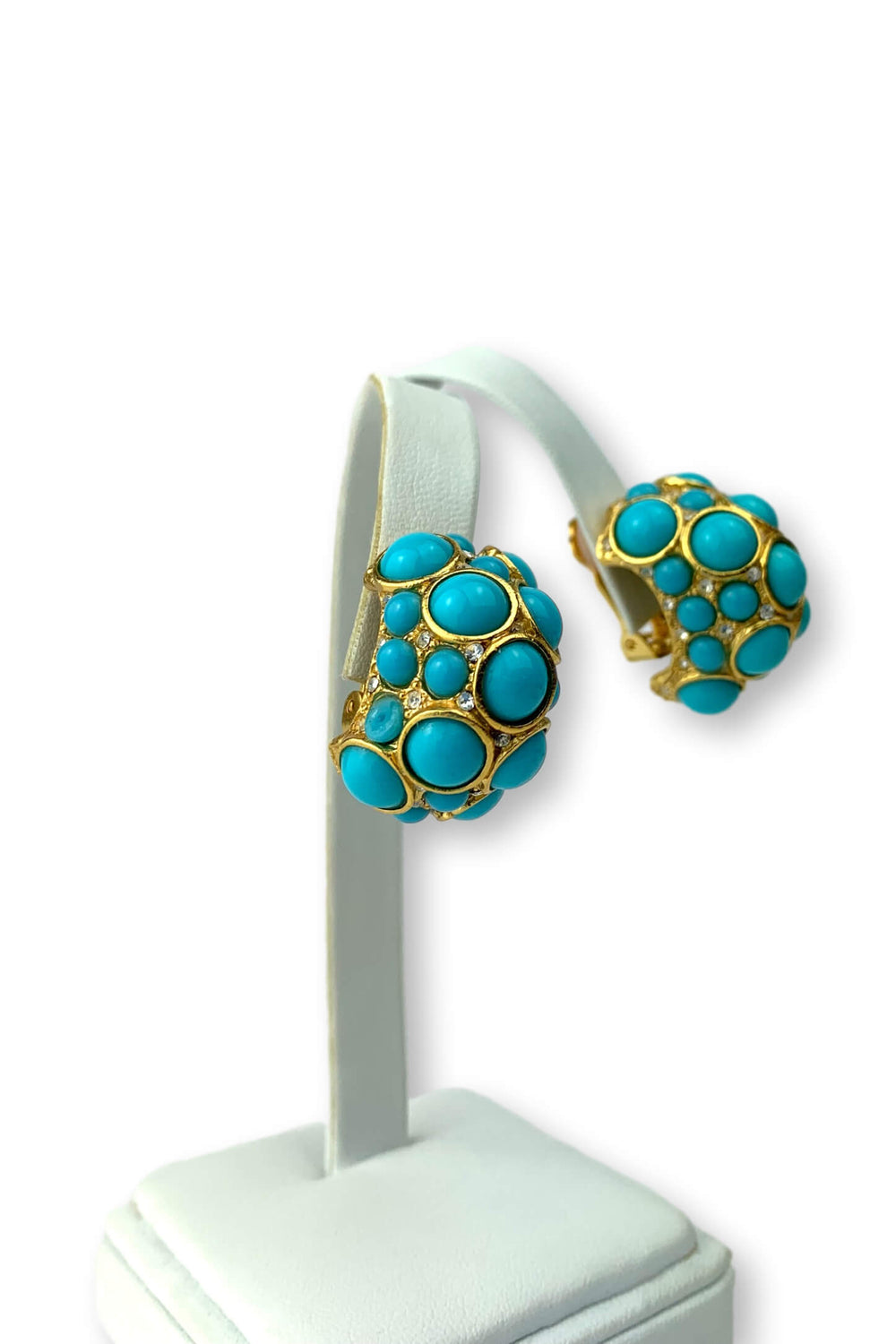 Kenneth Jay Lane Turquoise Cabochon Earring - Mildred Hoit