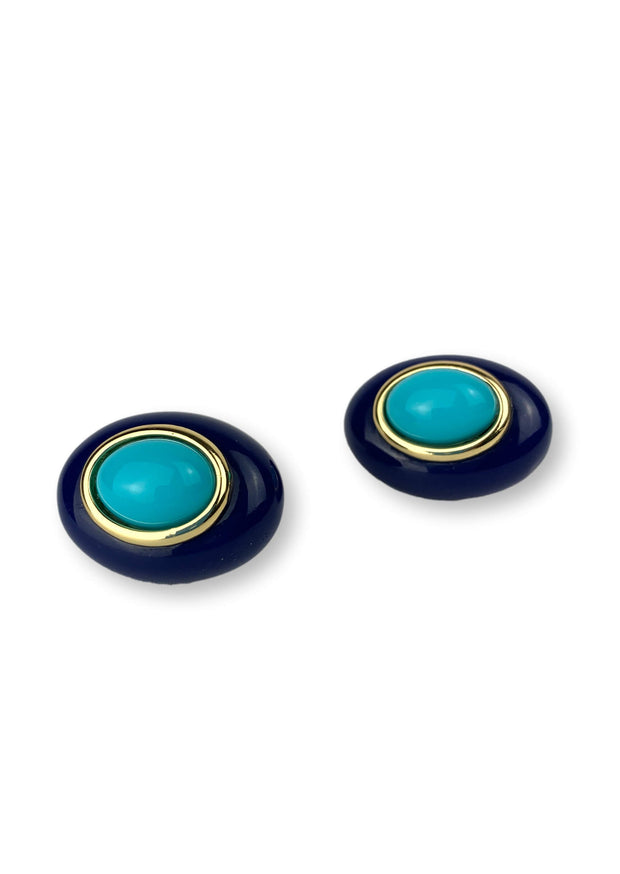 Side by Side view of Lapis and Turquoise Earrings available at Mildred Hoit.