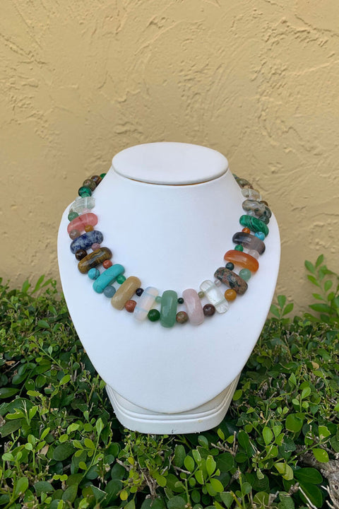 Kenneth Jay Lane Multi Agate Bead 20" Necklace available at Mildred Hoit in Palm Beach.
