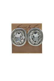 Kenneth Jay Lane Crystal Cab Button Earrings