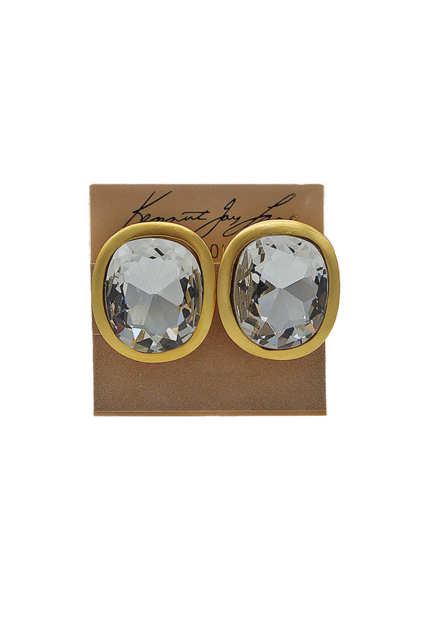 Kenneth Jay Lane Crystal Cab Button Earrings