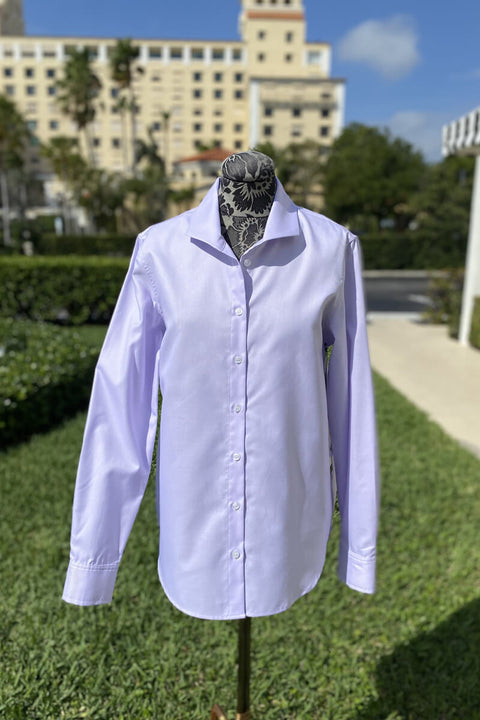 Ginna Box Pleat Shirt in Lavender available at Mildred Hoit in Palm Beach.