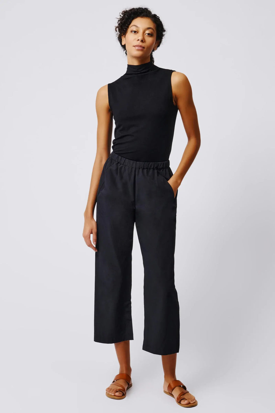 Split Hem Capri in Black available at Mildred Hoit in Palm Beach.