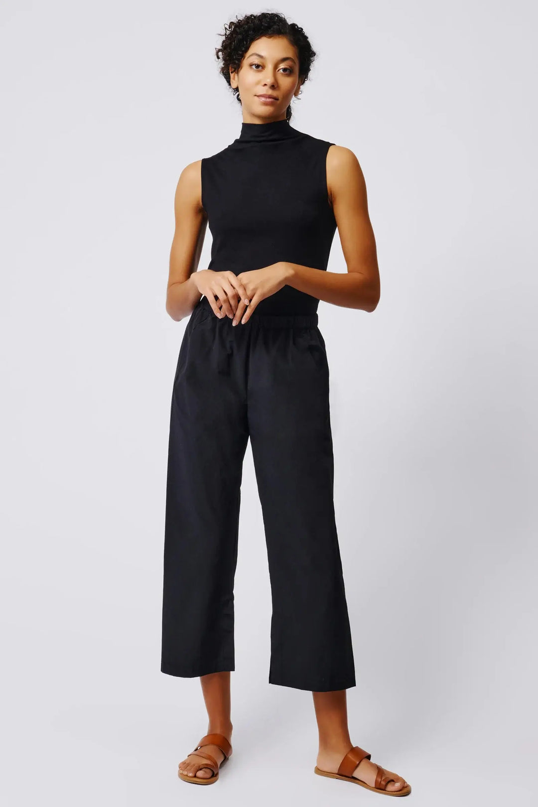 Split Hem Capri in Black - Mildred Hoit