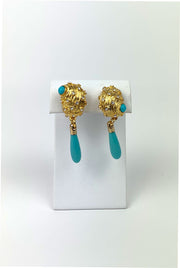 Kenneth Jay Lane Seashell Earring with Turquoise Drop