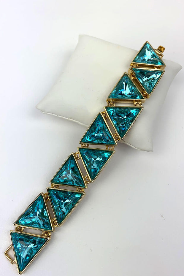 Kenneth Jay Lane - Aqua Triangle Geometric Bracelet available at Mildred Hoit.