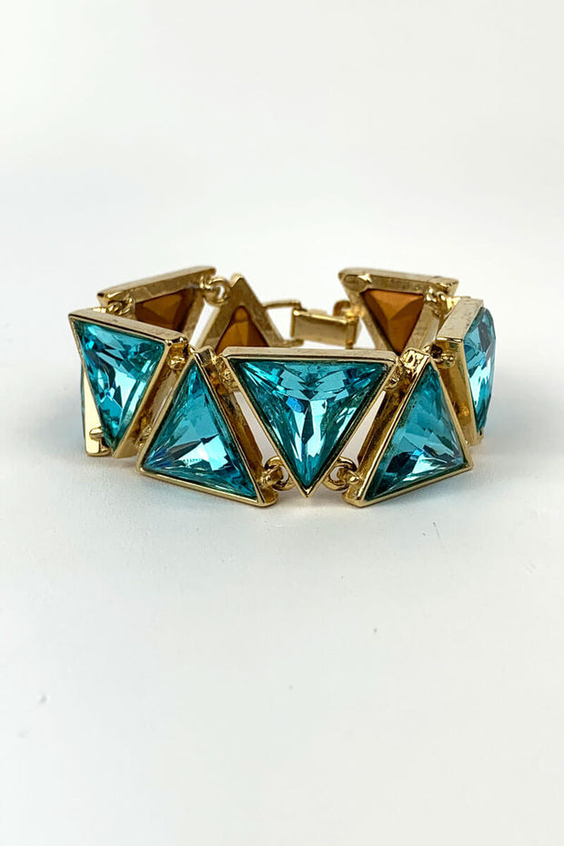 Kenneth Jay Lane - Aqua Triangle Geometric Bracelet available at Mildred Hoit. 