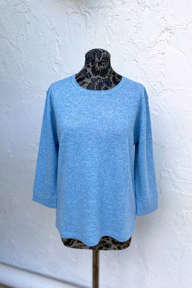 Kinross Three Quarter Sleeve Crew in Horizon available at Mildred Hoit in Palm Beach.
