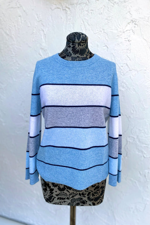 Kinross Wide Stripe Pullover in Horizon available at Mildred Hoit in Palm Beach.