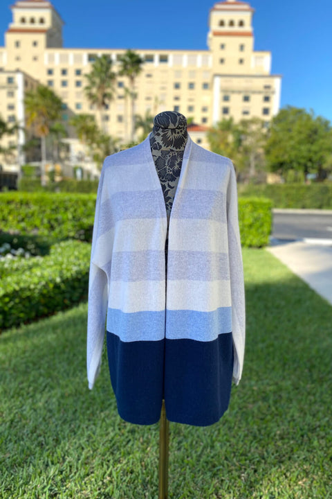 Kinross Colorblock Cardigan in Gris available at Mildred Hoit in Palm Beach.