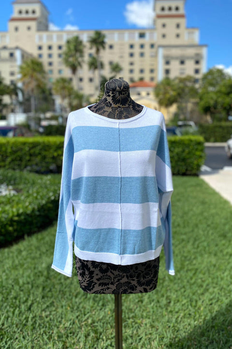 Kinross Mykonos Bold Stripe Sweater available at Mildred Hoit.