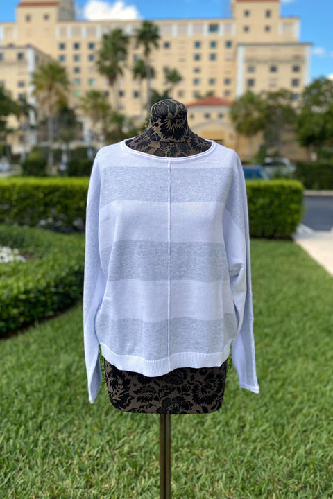 Kinross Bold Stripe Dolman in Grey available at Mildred Hoit in Palm Beach.