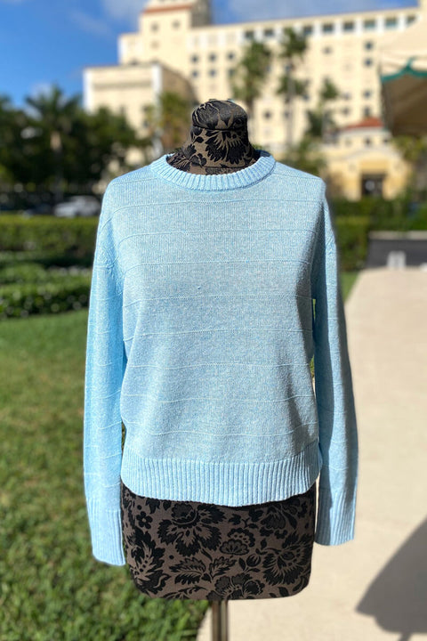 Kinross Textured Crop Crew in Blue Twist available at Mildred Hoit in Palm Beach.