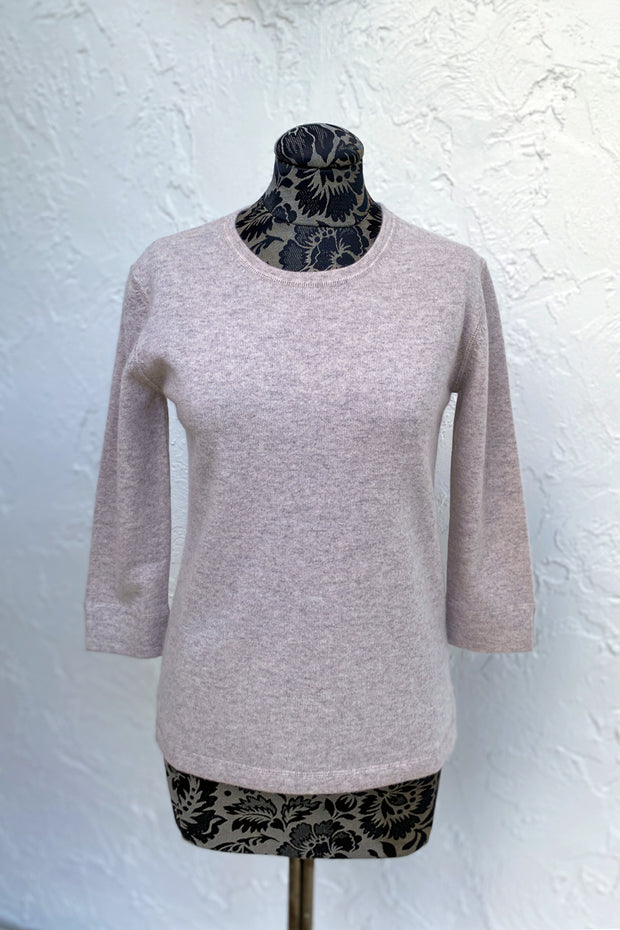Kinross Three Quarter Sleeve Crew in Agate available at Mildred Hoit in Palm Beach.