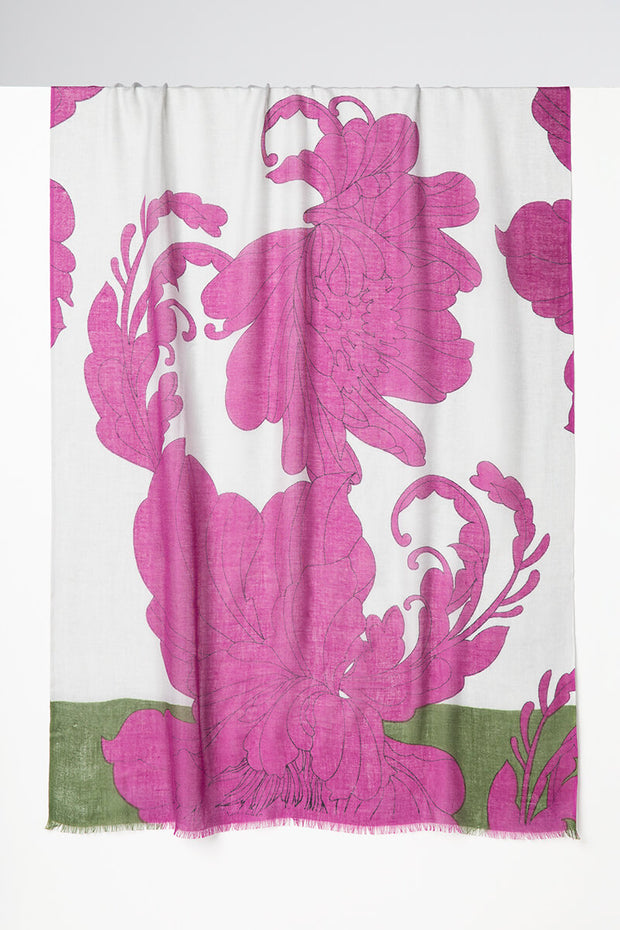 Kinross Scroll Floral Print Scarf in Black Cherry available at Mildred Hoit in Palm Beach.
