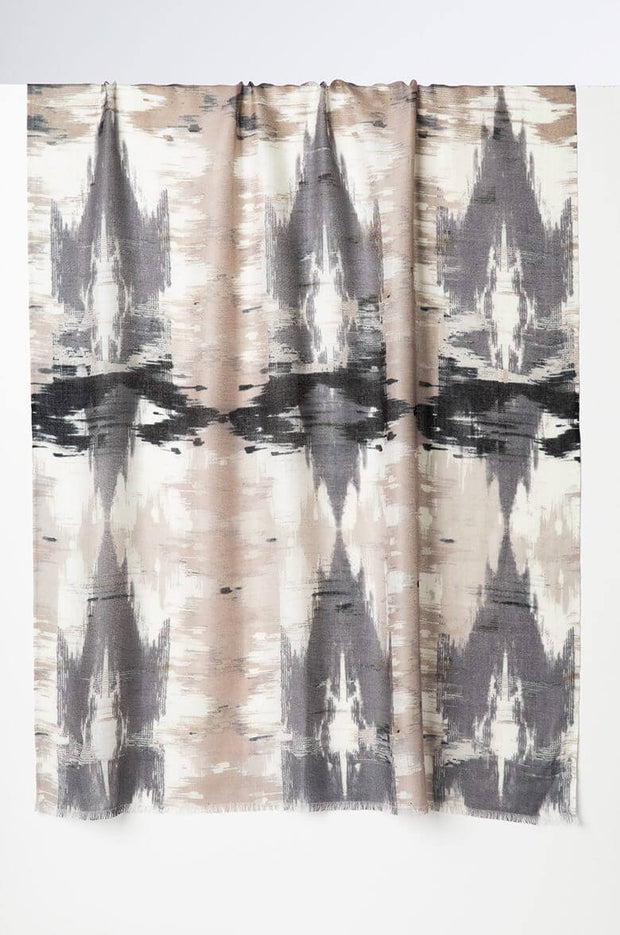 Kinross Natural Ikat Print Scarf in Mushroom available at Mildred Hoit in Palm Beach.