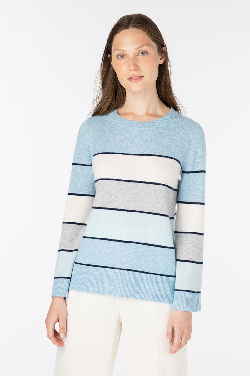 Kinross Wide Stripe Pullover in Horizon - Mildred Hoit
