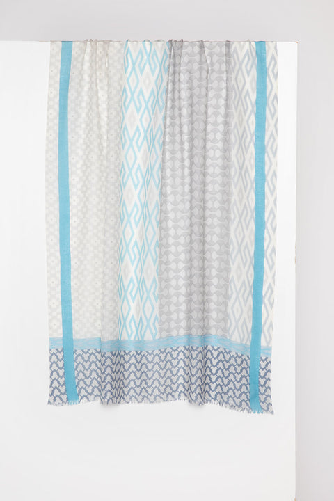 Kinross Island Geo Print Scarf in Surf available at Mildred Hoit in Palm Beach.