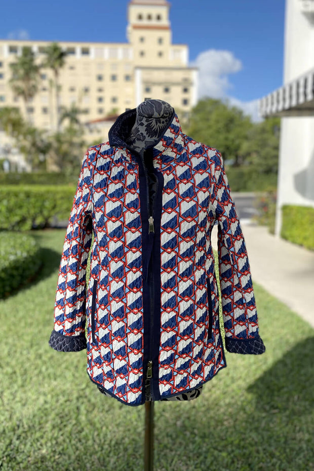 Landi Italian Geometric Reversible Jacket available at Mildred Hoit in Palm Beach.