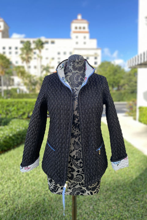 Reverse of Reversible Italian Floral Print Jacket available at Mildred Hoit in Palm Beach.