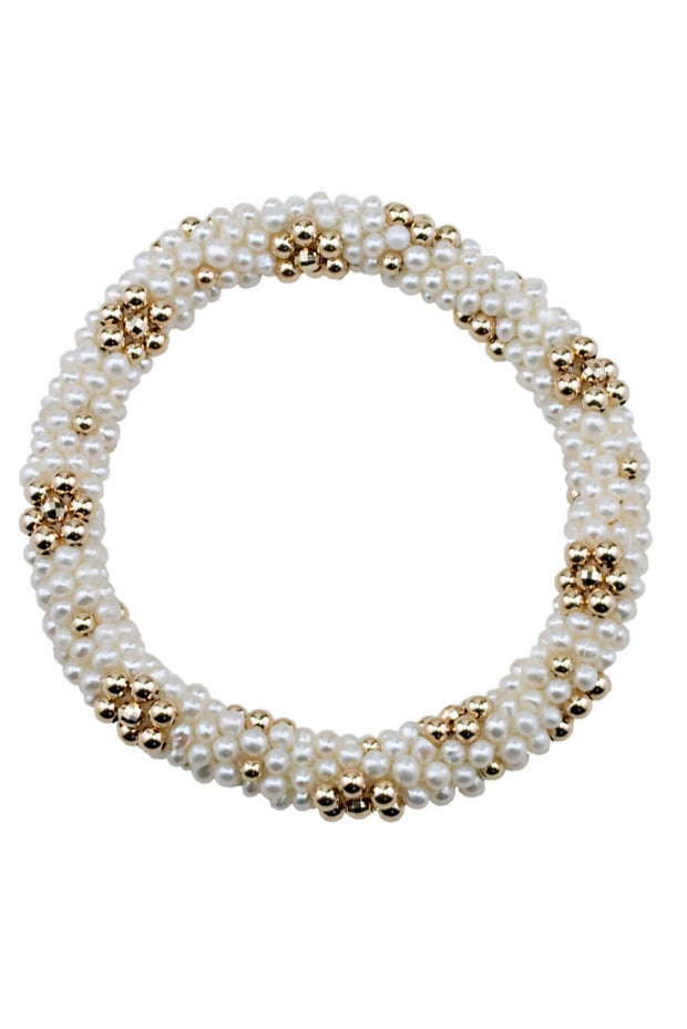 Meredith Frederick Pearl and Gold Daisy Bracelet available at Mildred Hoit.