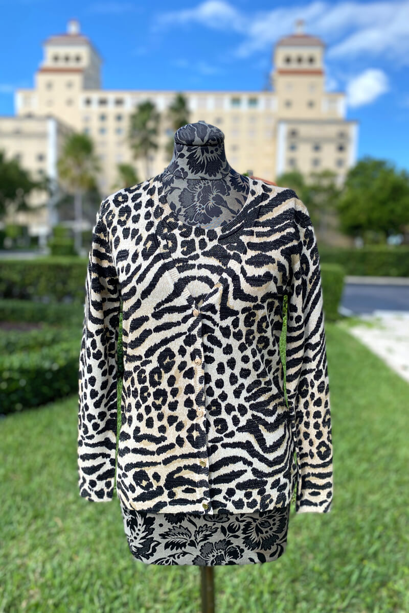 Leo & Ugo Animal Print Sweater Set available at Mildred Hoit in Palm Beach.