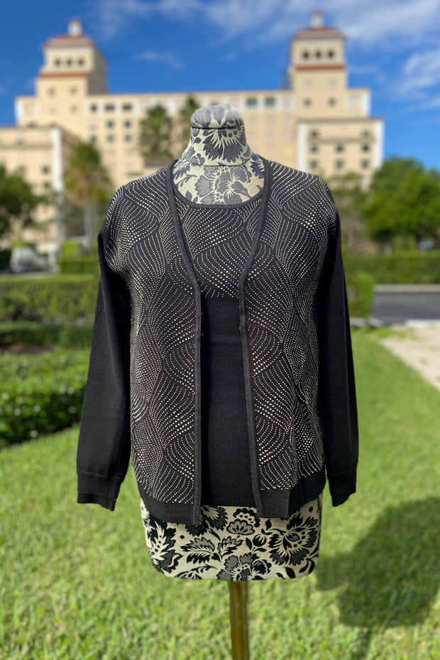 Leo & Ugo Beaded Sweater Set in Black available at Mildred Hoit in Palm Beach.