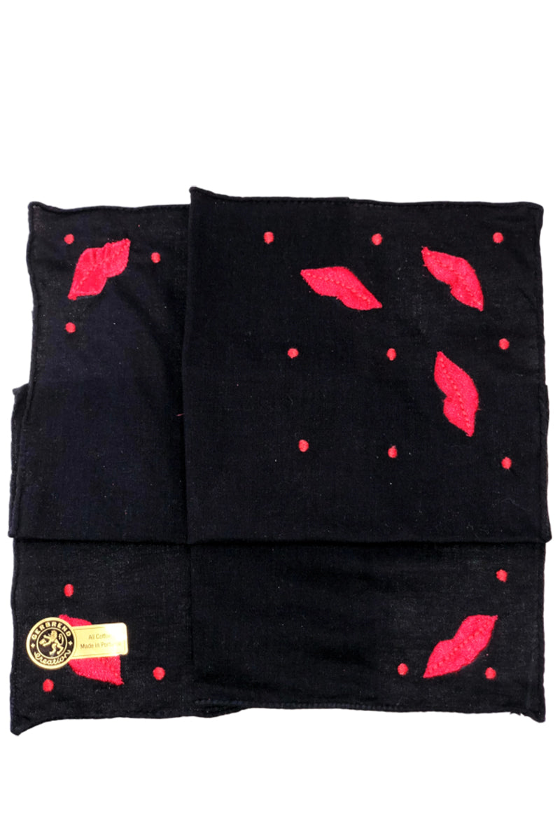 Red Lips Black Hankie - Mildred Hoit