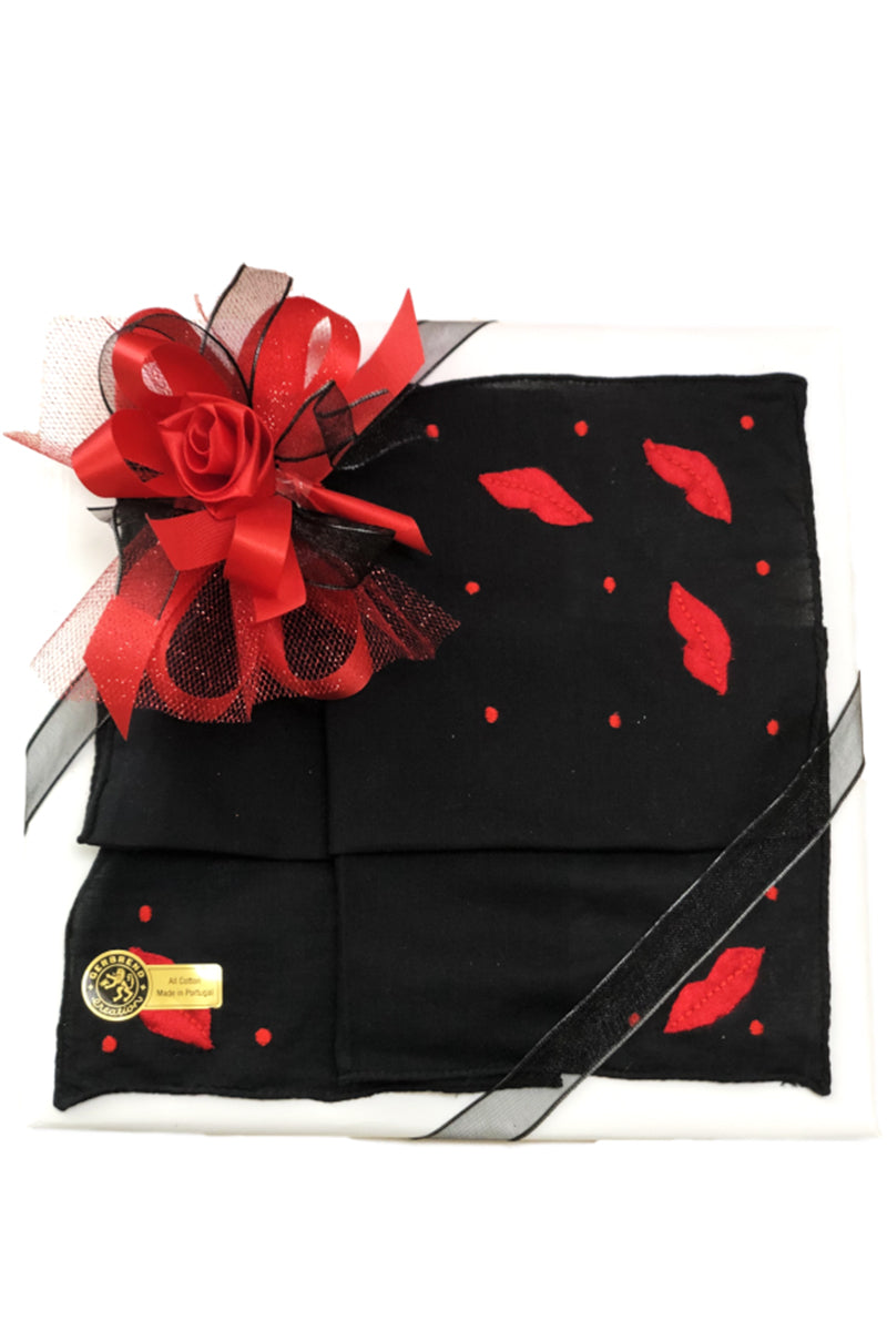 Red Lips Black Hankie - Mildred Hoit