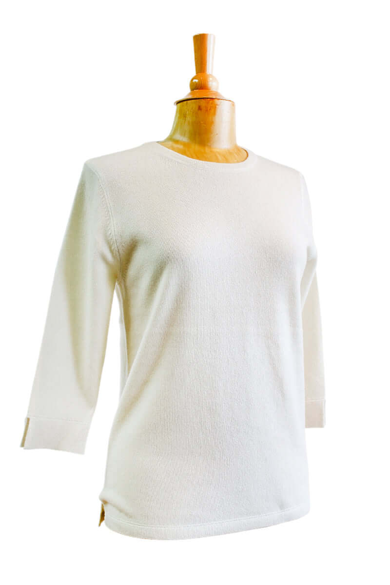 Mildred Hoit Cashmere Crew Sweater in Cream - Mildred Hoit