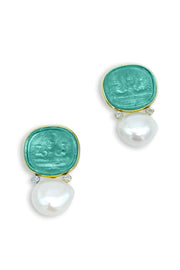 Venetian Glass Earring with Fresh Water Pearls - available in multiple colors!