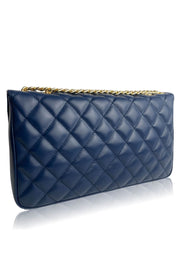 Long Quilted Leather Handbag in Ocean