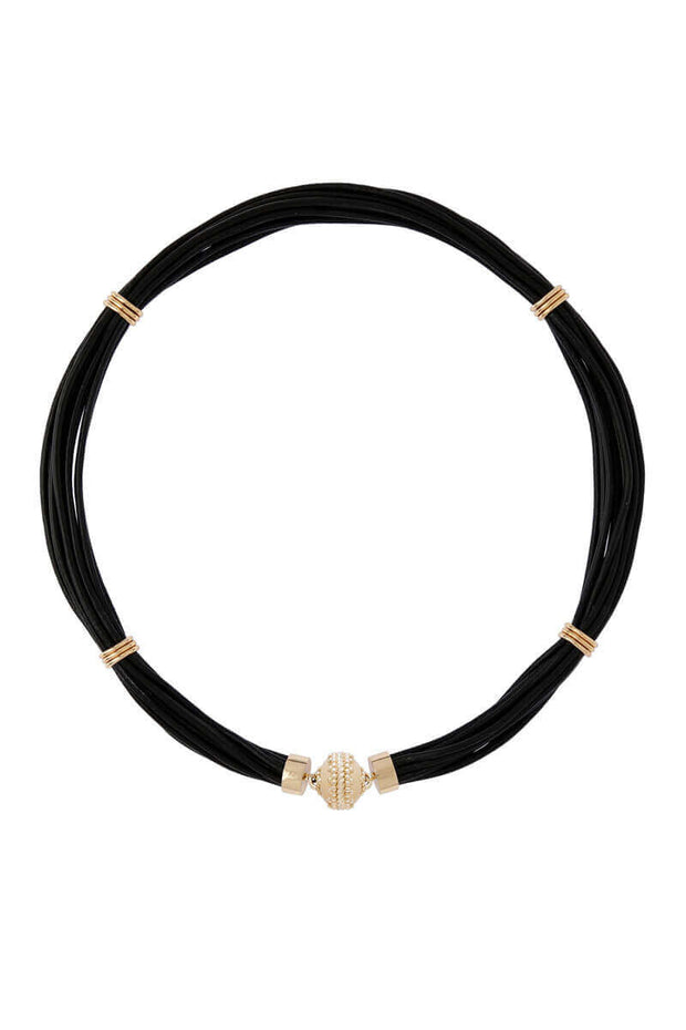 Clara Williams Aspen Black Leather Necklace available at Mildred Hoit.