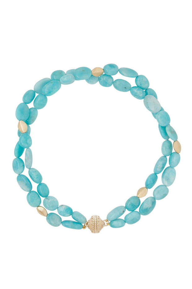 Clara Williams Gold Rush Amazonite Double Strand Necklace available at Mildred Hoit in Palm Beach.