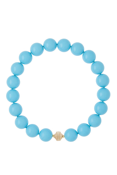 Clara Williams Victoire Reconstituted Cerulean Turquoise 20mm Necklace available at Mildred Hoit in Palm Beach.