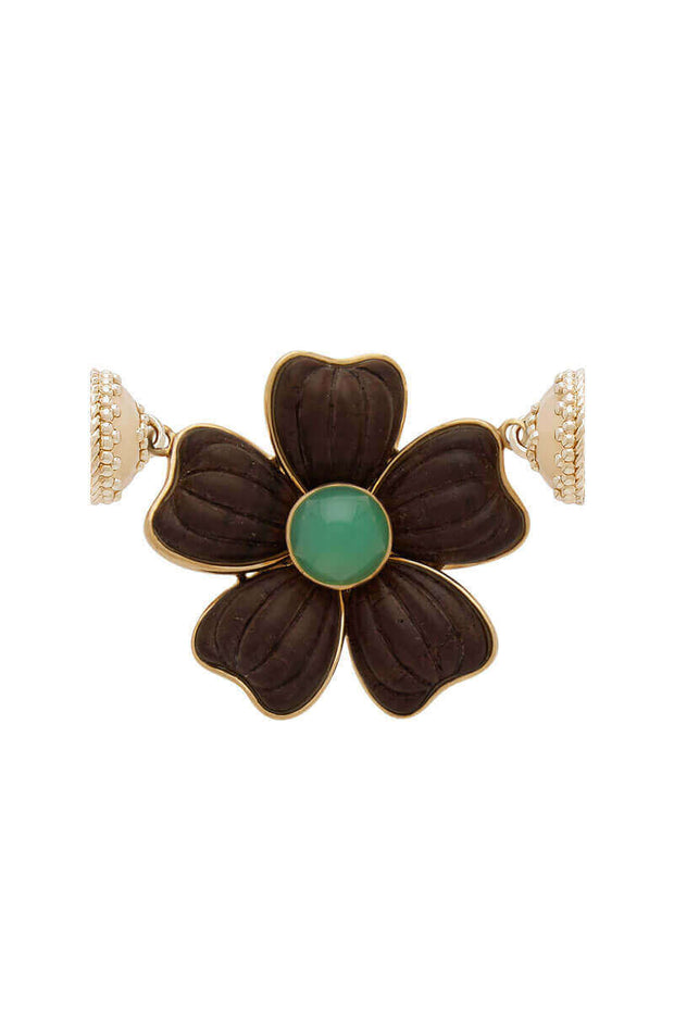 Clara Williams 18K Rosewood Chrysoprase Flower Centerpiece available at Mildred Hoit in Palm Beach.