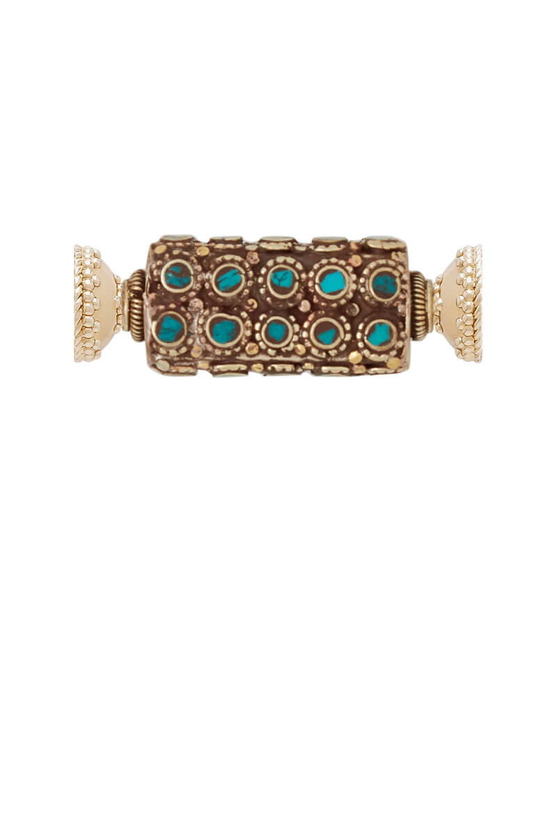 Clara Williams Tibetan Treasure Turquoise Rectangular Tube Centerpiece available at Mildred Hoit in Palm Beach.