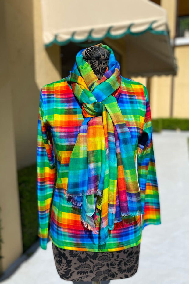 Pashma Rainbow Plaid Sweater Set