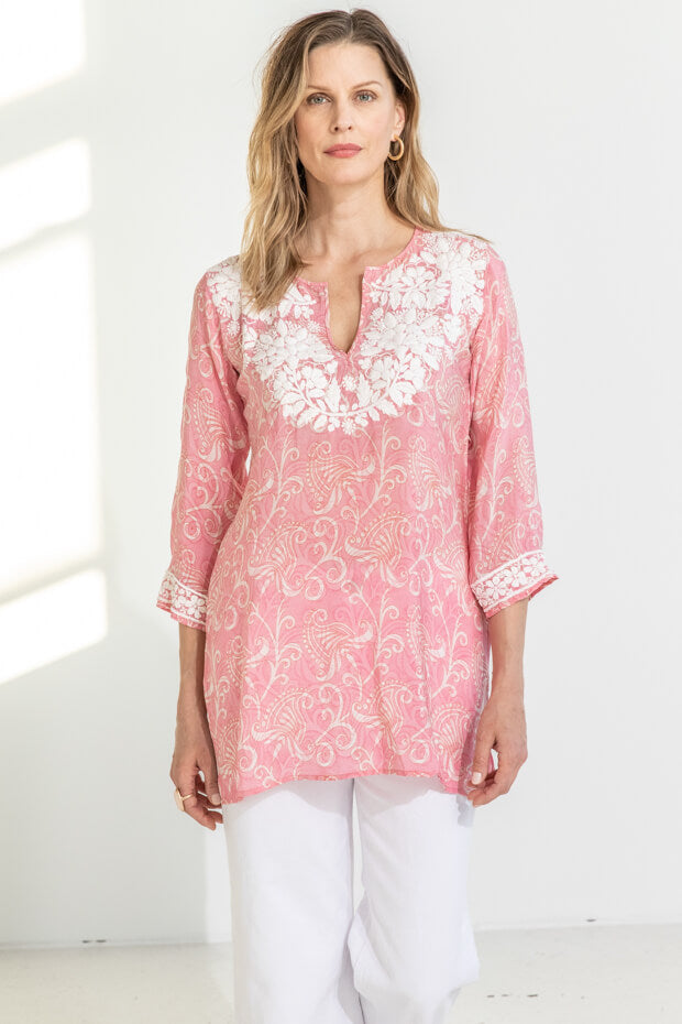 Amaya Petal Tunic in Pink available at Mildred Hoit in Palm Beach.