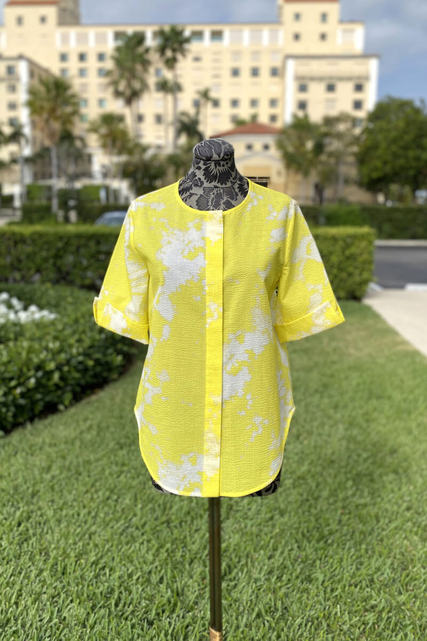 Italian Cotton Tunic in Yellow and White available at Mildred Hoit in Palm Beach.