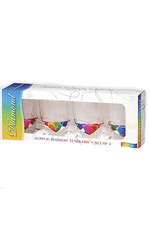 Rainbow Diamond Tumblers - Set of 4 available at Mildred Hoit in Palm Beach.